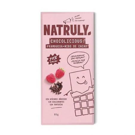 CHOCOLATE FRAMBUESA NIBS CACAO 85 GR. NATRULY CHOCOLATE FRAMBUESA NIBS CACAO 85 GR. NATRULY
