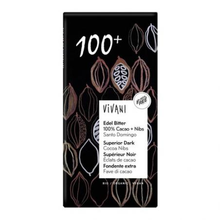 CHOCOLATE NEGRO 100% CACAO + NIBS 80GR. VIVANI CHOCOLATE NEGRO 100% CACAO + NIBS 80GR. VIVANI