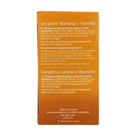 YOGI TEA JENGIBRE, NARANJA Y VAINILLA 17 BOL. YOGI TEA JENGIBRE, NARANJA Y VAINILLA 17 BOL.