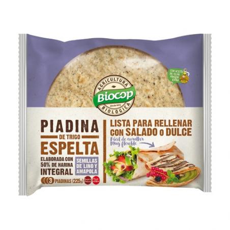 PIADINA TRIGO ESPELTA LINO AMAPOLA 225 GR. BIOCOP PIADINA TRIGO ESPELTA LINO AMAPOLA 225 GR. BIOCOP