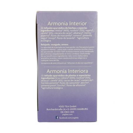 YOGI TEA ARMONÍA INTERIOR 17 BOLSITAS YOGI TEA ARMONÍA INTERIOR 17 BOLSITAS
