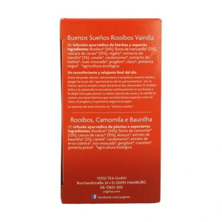 YOGI TEA BUENOS SUEÑOS CON ROOIBOS Y VAINILLA YOGI TEA BUENOS SUEÑOS CON ROOIBOS Y VAINILLA