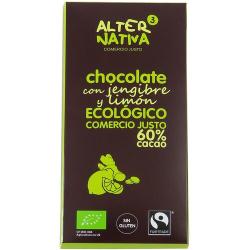 CHOCOLATE 60% JENGIBRE LIMON ALTERNATIVA3 80GRBIO