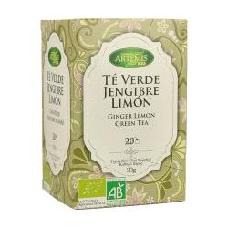 TÉ VERDE JENGIBRE LIMÓN 20 BOLSITAS. ARTEMIS