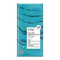 CHOCOLATE NEGRO 75% FLOR DE SAL 80 GR. VIVANI