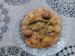 plato de rancho aragonés vegano